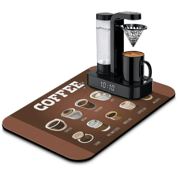 Ultra-Absorbent Coffee Bar Mat 19.5x12in Anti-Slip Silicone Mat for Countertops, Dish Drying, Draining Pad, Coffee Drying Mat Decor - Ideal for Coffee Makers, Espresso Machines