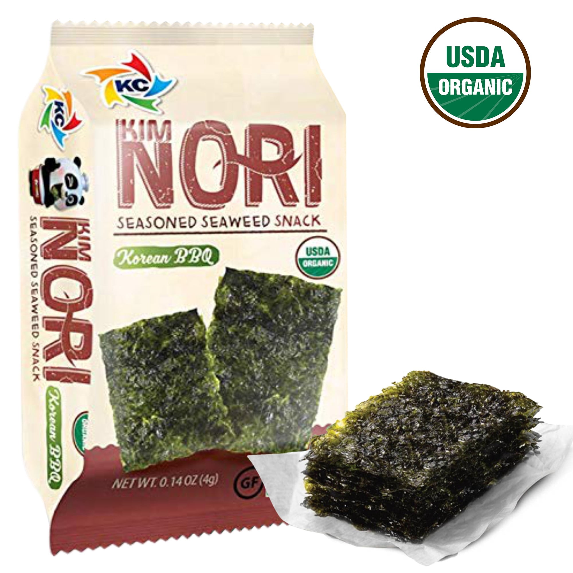 Organic Kimnori Seasoned Roasted Seaweed Snacks, Korean BBQ - 4g X