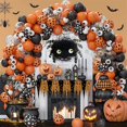thumbnail image 5 of Kit de arco de guirnalda de globos con forma de calabaza de Halloween, pegatinas de araña murciélago 3D de color negro y naranja, globos con forma de ojo, suministros de decoración para fiestas de Hal, 5 of 5