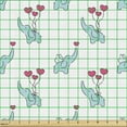 thumbnail image 2 of Valentine's Day Fabric by the Yard, Love Themed Pattern with Elephants Holding Heart Balloons, Decorative Upholstery Fabric for Sofas and Home Accents, Pale Blue and Pink by Ambesonne, 2 of 5