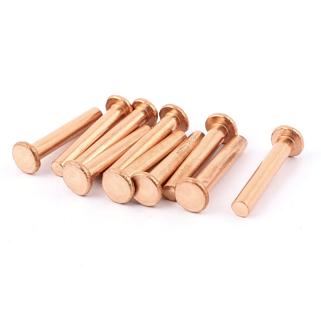15/64 Inch x 1 3/8 Inch Flat Head Copper Solid Rivets Fasteners Pack of 10 