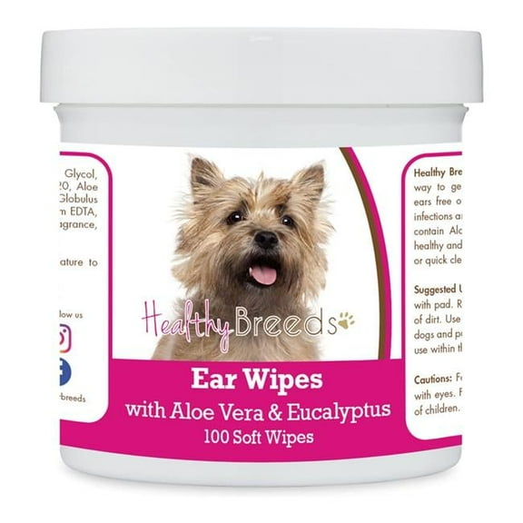 Healthy Breeds 192959823288 Cairn Terrier Ear Cleaning Wipes with Aloe & Eucalyptus for Dogs - 100 Count
