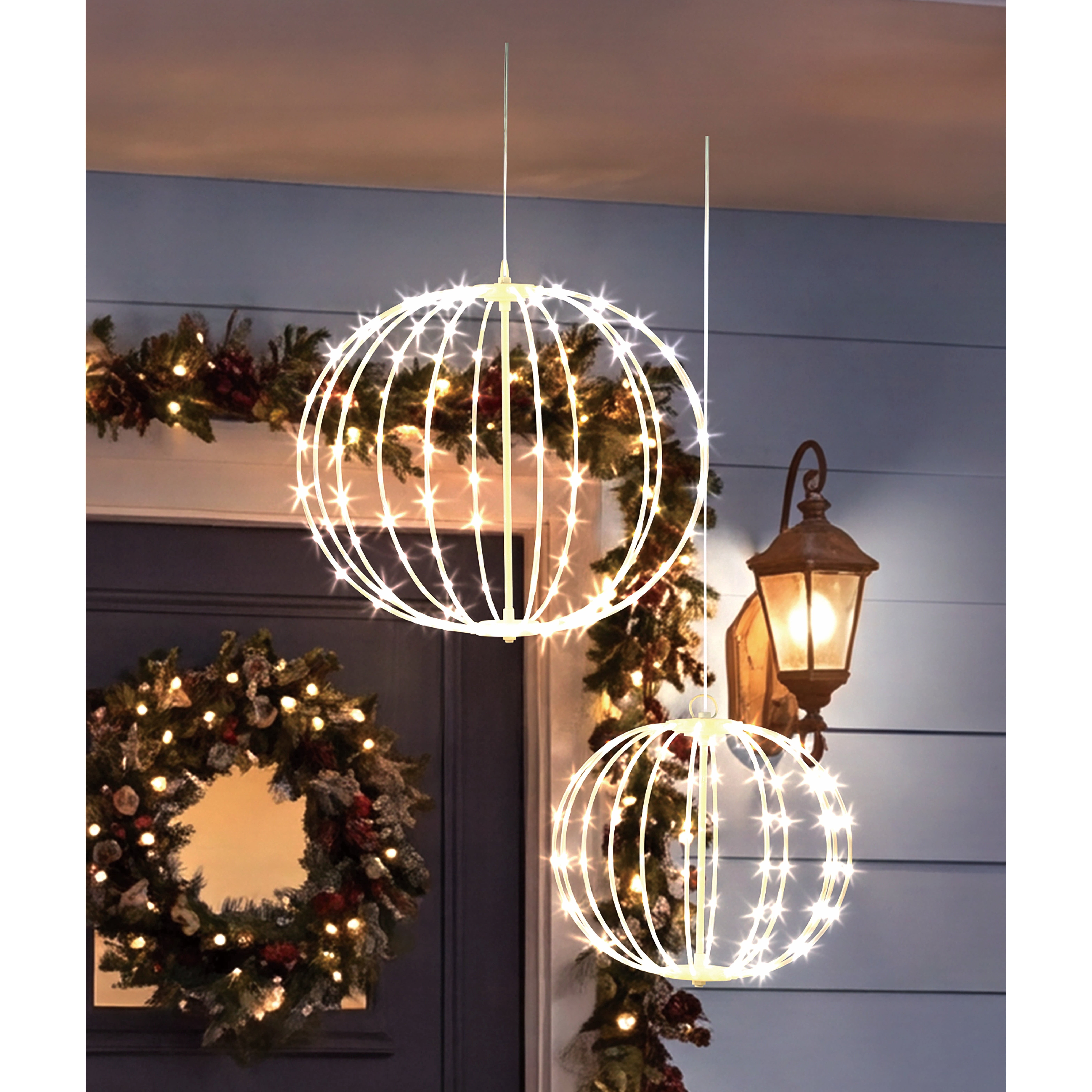 Indoor/Outdoor Twinkle Christmas Ornaments Decoration with 240 LED Lights, Warm White, Set of 2, by Holiday Time