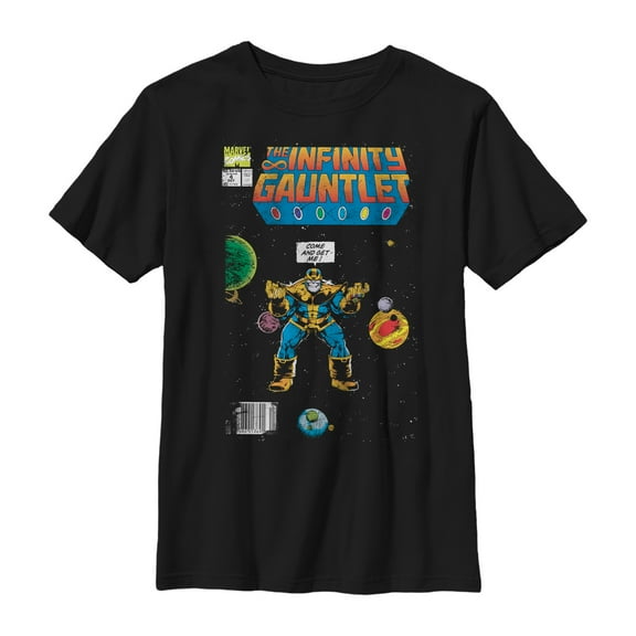 Boy's Marvel Thanos Infinity Gauntlet Comic Book Graphic Tee Black Small
