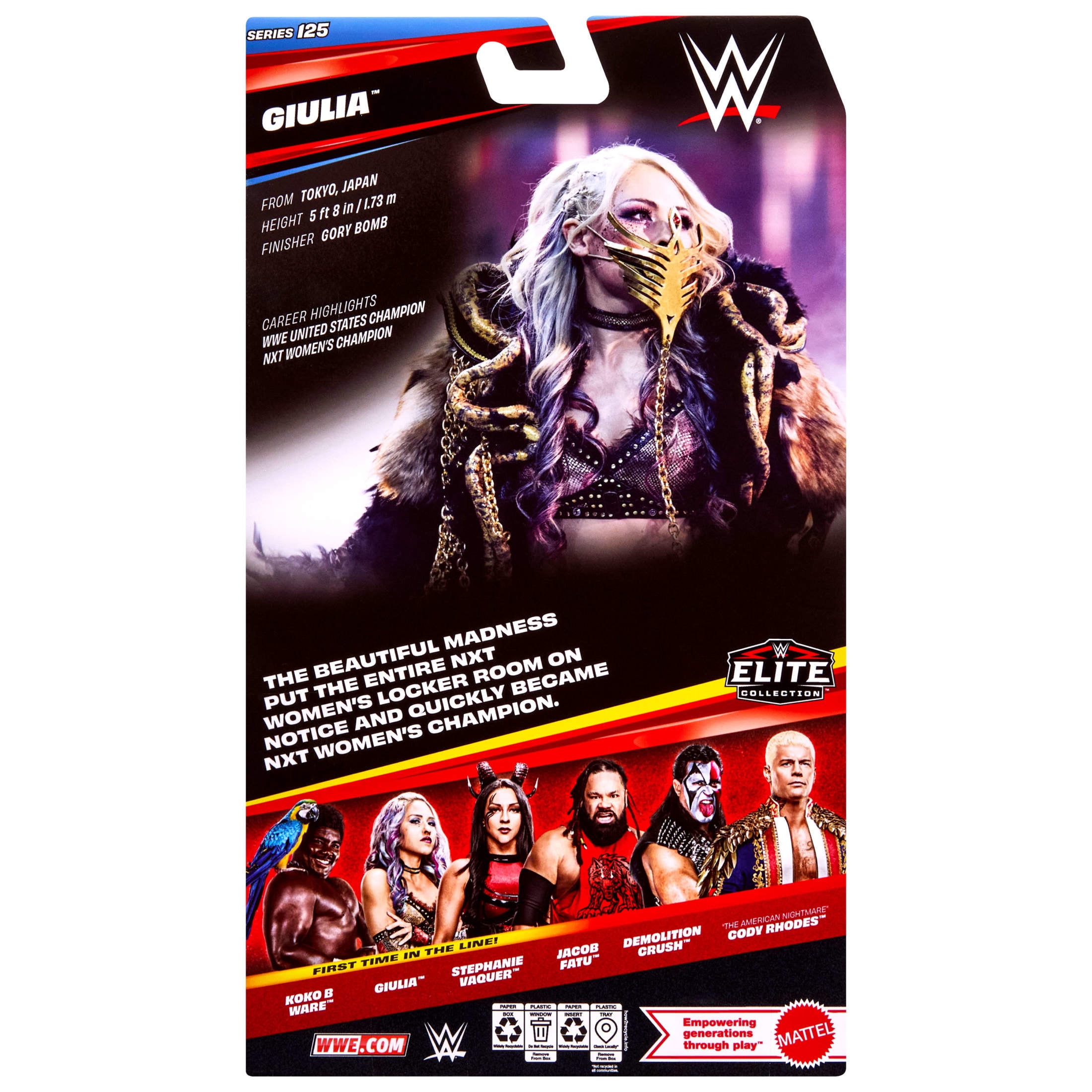 WWE Elite Giulia Action Figure, Series #125 Set, 6-inch Collectible with Accessories