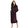 thumbnail image 2 of PajamaX Fleece Womens Bathrobe, Long Plush Robes for Women, Two Side Pockets and Belts, Warm and Cozy (Dark Purple, M), 2 of 6