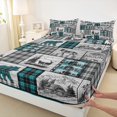 thumbnail image 3 of Homewish Jungle Deer Bear Bed Sheets,Rustic Outdoor Adventure King Sheets,Gray Blue Checkered Sheet Set For Kids,Ultra Soft Home Decor,4pcs, 3 of 7
