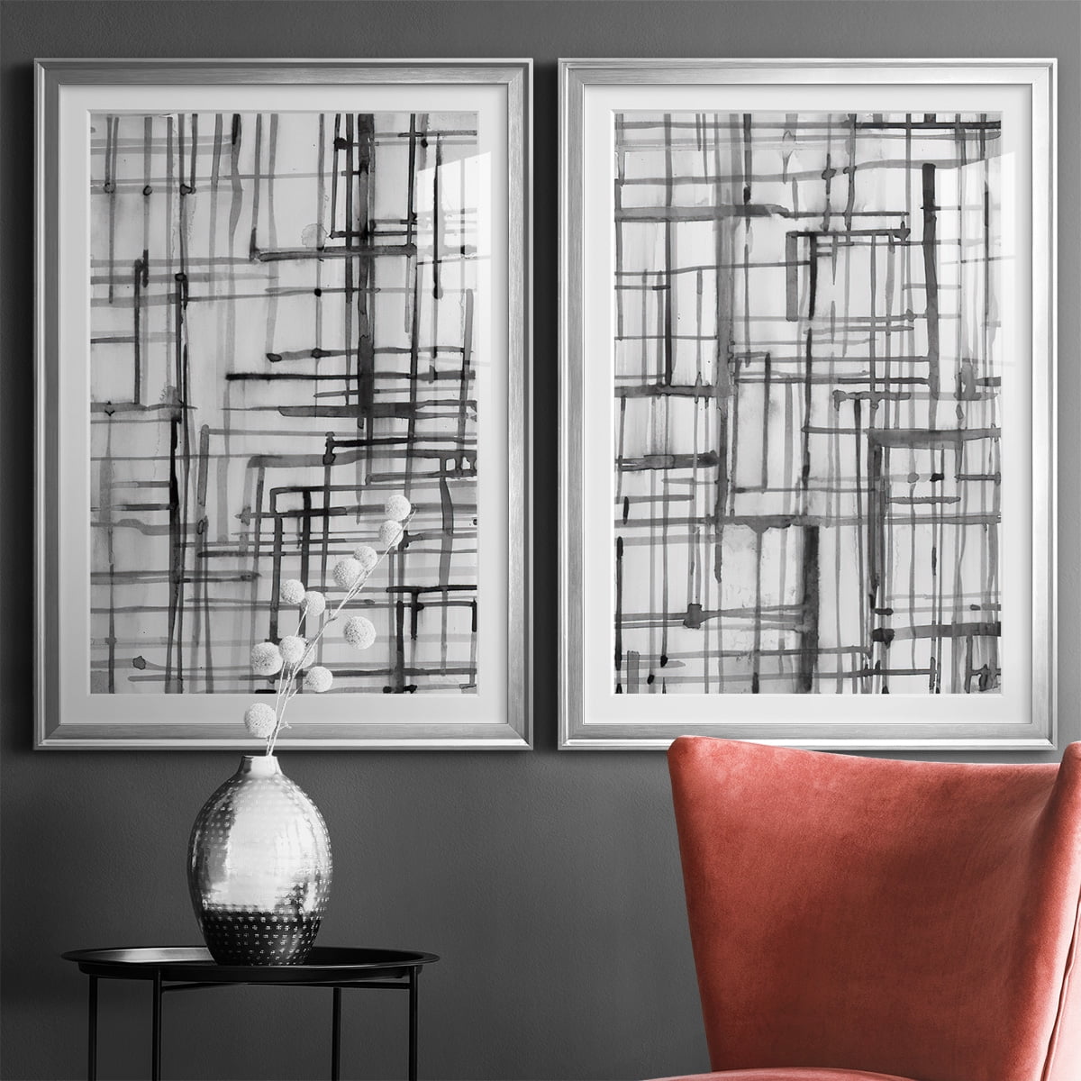 Wexford Home Line Meditation I Premium Framed Print, 18.5" x 24.5" - Ready to Hang, Silver (Set of 2)