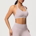 thumbnail image 4 of Neewe Women's Seamless Sports Bra Knitted Yoga Suit Gathering Breathable Workout Gym Tank Top for Women-Rose Gold 2XL, 4 of 9