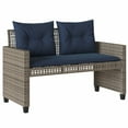 thumbnail image 2 of vidaXL 4 Piece Garden Sofa Set with Cushions Grey Poly Rattan Glass, 2 of 5