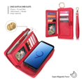 thumbnail image 3 of Galaxy S9 Plus Wallet Detachable Case, Dteck [wrist band][14 Card Slots] Zipper Purse Phone Case Multi-functional Folio Flip Weave PU Leather Removable Magnetic Back Cover For Samsung Galaxy S9+,Red, 3 of 8