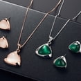 thumbnail image 3 of Koszal Women Faux Gemstone Triangular Pendant Necklace Ear Stud Earrings Jewelry Set, 3 of 7