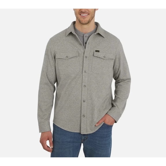Wrangler Flannel Knit Shirt Gray Heavyweight Button Down Men’s Size S