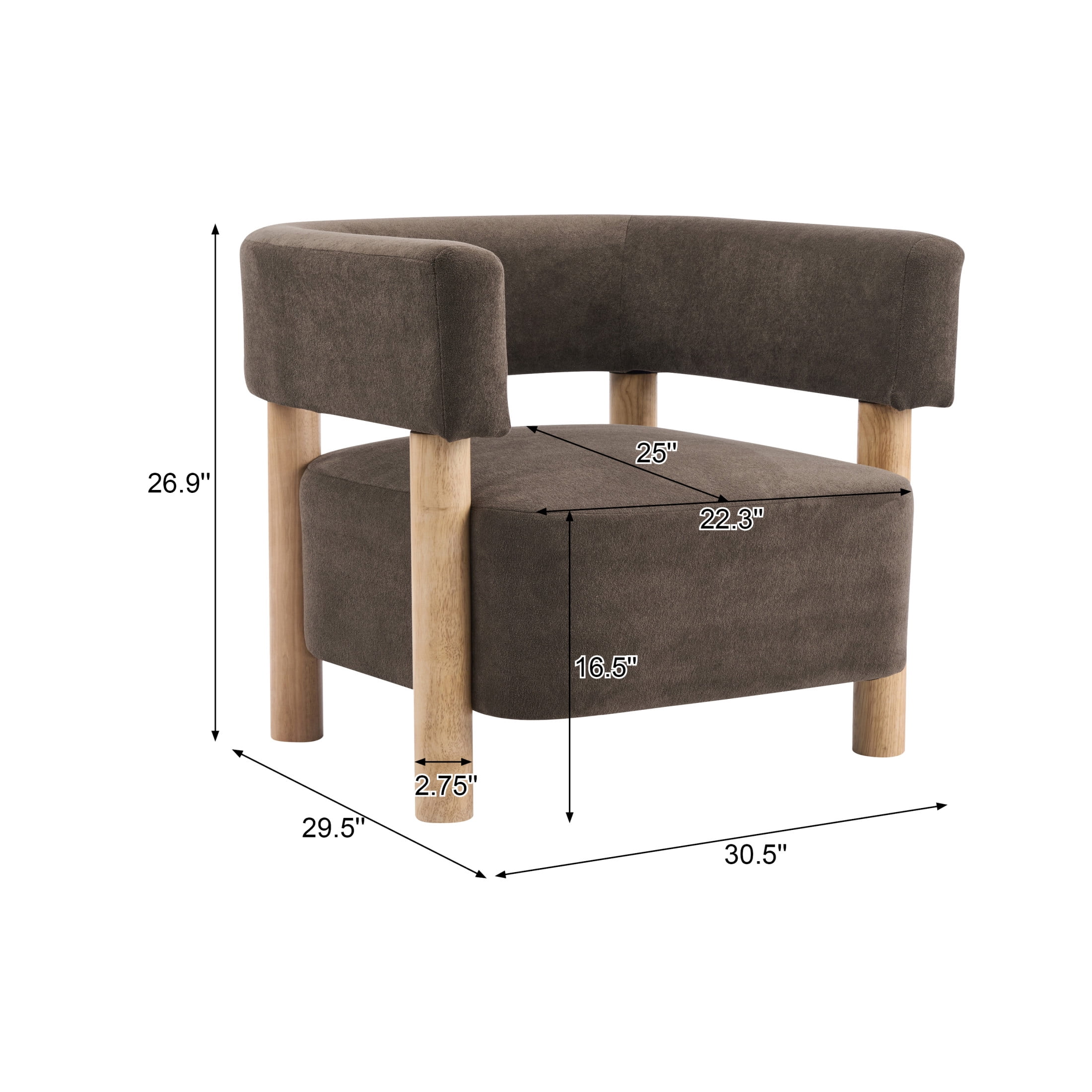 Christopher Knight Home Modern Boucle Upholstered Accent Chair, Lounge Chair with Solid Wood Legs, Dark Brown