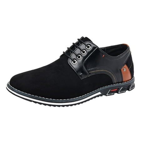 

gvdentm Men Leather Shoes Fashion Style Men s Flock Non Slip Breathable Comfortable Business Lace Up Leisure Solid