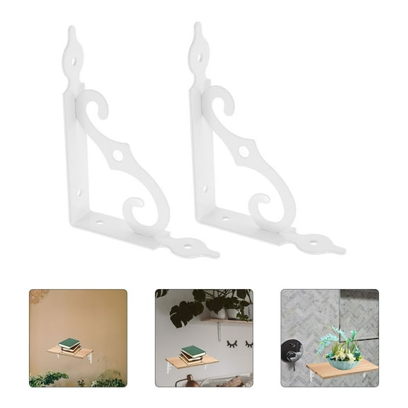 FRCOLOR 2 Pcs Floating Shelf Brackets Large 13.70X10.50X2.50CM White