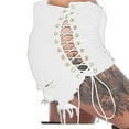 thumbnail image 5 of Women's Side-Tie Denim Shorts with High Slit Design, Adjustable Lace-Up Details for Sexy Summer Style,White 2XL, 5 of 5