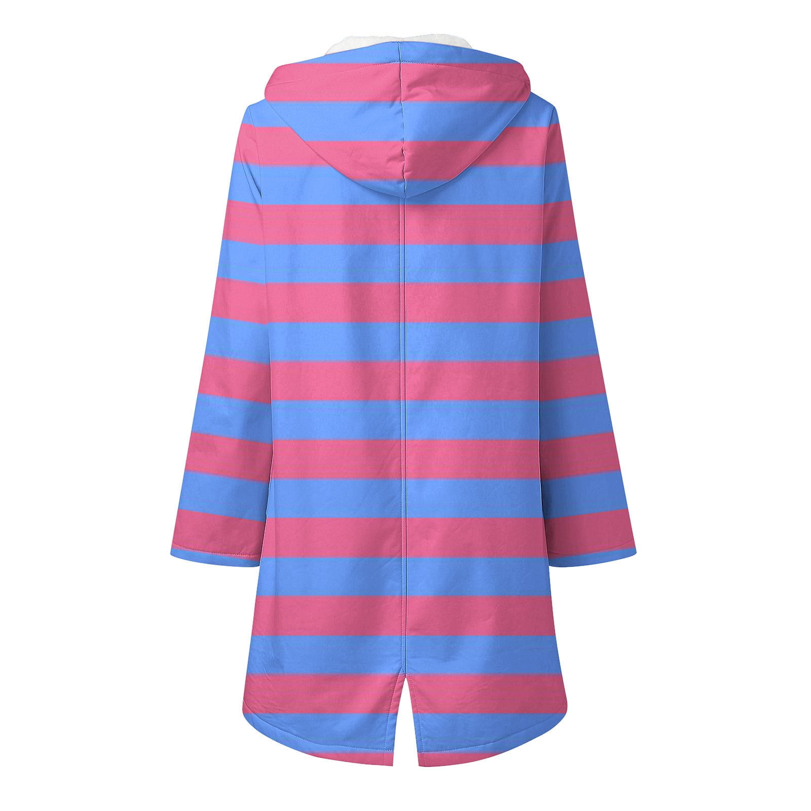 Great Gifts for Less Ofreoo Women Stripe Rain Jacket Outdoor Fleece Keep Warm Plus Hooded Raincoat Windproof Jackets Solid Outwear Womens Tops
