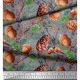 thumbnail image 3 of Soimoi Black polyester Crepe Fabric Apricot, polyester & Oaknut Fruits Print Sewing Fabric BTY 52 Inch Wide, 3 of 3