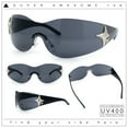 thumbnail image 2 of Rimless Wrap Around Bling Sparkling Star Hinge Thick Temple Sunglasses All Black, 2 of 8