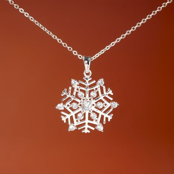 Christmas Necklace: SnowFlake 3 Pendant, 925 Sterling Silver Necklace, Necklace for Women, Chariot Jewelry