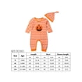 thumbnail image 4 of allshope Baby Boy Halloween Clothes Pumpkin Striped Print Long Sleeve Romper Jumpsuit and Beanie for Infant Toddler Fall Outfit, 4 of 6