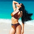 thumbnail image 3 of PAYOHTO Women's Cross Front Bikini Set with High Elasticity Soft Padding Basketball Ball Bathing Suit Crop Top Swimsuit, 3 of 9