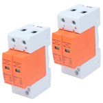 AC Photovoltaic Surge Protector, 2Pcs AC 420V 2P Surge Protector SPD Surge Protective Devices AC Arrester Protector Home Circuit, Surge Protectors