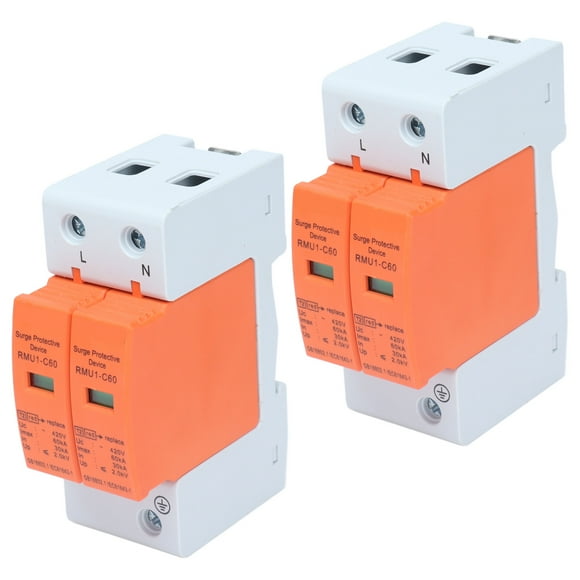 AC Photovoltaic Surge Protector, 2Pcs AC 420V 2P Surge Protector SPD Surge Protective Devices AC Arrester Protector Home Circuit, Surge Protectors