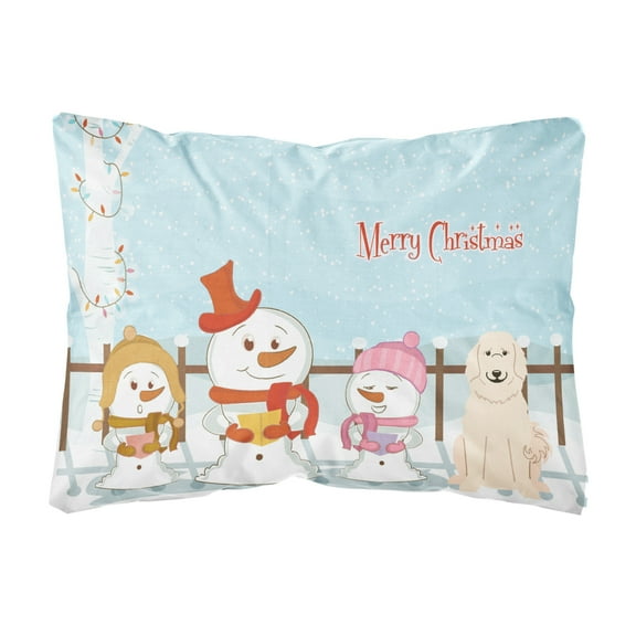 Carolines Treasures BB2414PW1216 Merry Christmas Carolers Great Pyrenese Canvas Fabric Decorative Pillow, 12H x16W,