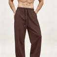 thumbnail image 5 of Mens Wide Leg Sweatpants Drawstring Elastic Waist Loose Open Bottom Casual Soft Pants Straight Leg Uncuffed Lounge Athletic Workout Street Sweat Pants with Pockets, 5 of 6