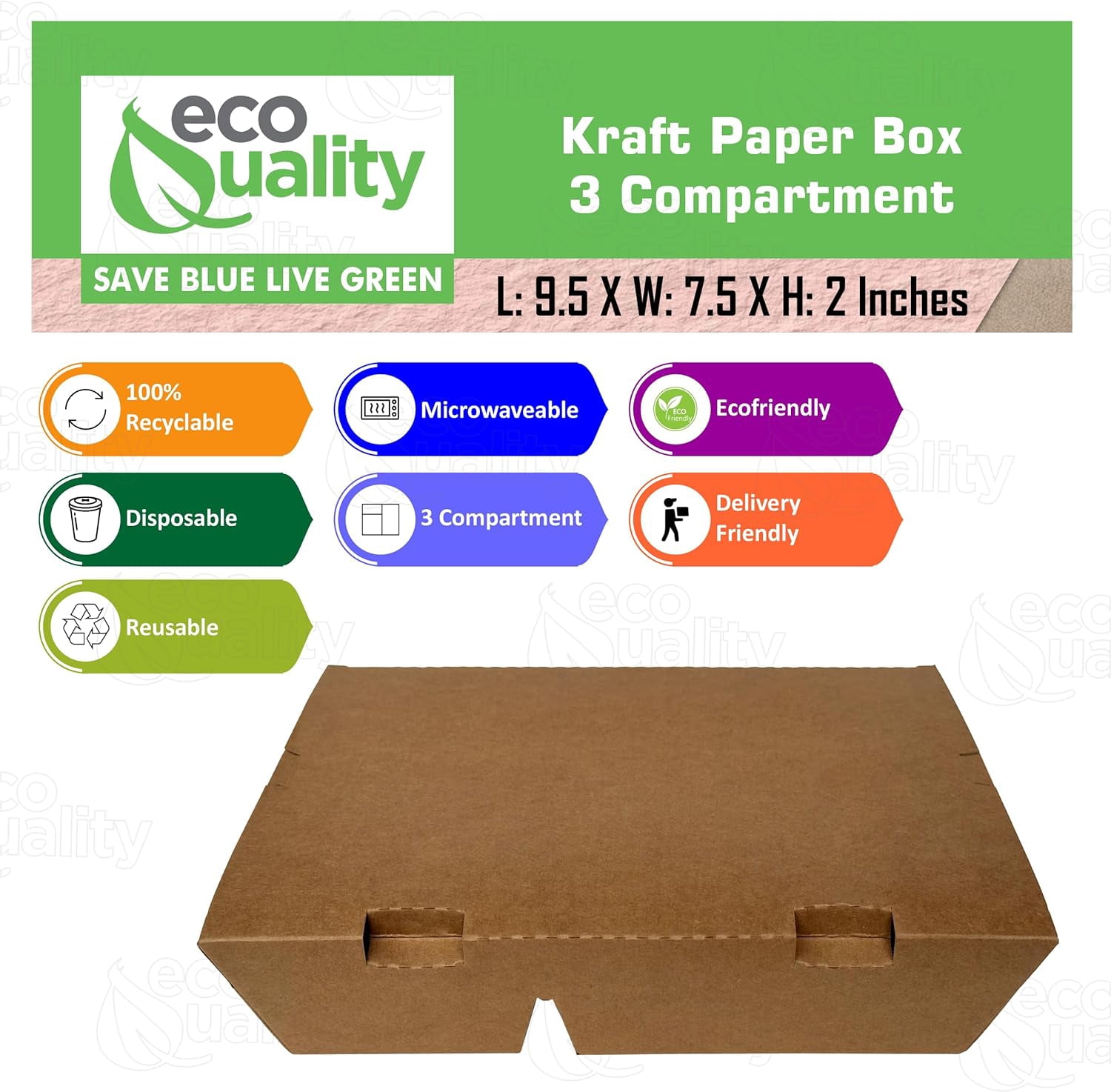 Leak Resistant Takeout Boxes 50-Pack Kraft Take Out Containers - 69 Oz ...