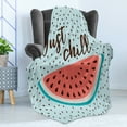 thumbnail image 4 of Saying Soft Flannel Fleece Throw Blanket, Doodle Illustration of Just Chill Typography with Watermelon Slices, Cozy Plush for Indoor and Outdoor Use, 50" x 60", Multicolor, by Ambesonne, 4 of 5