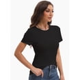 thumbnail image 3 of Women's Basic Solid Active Soft Short Sleeve Crew Neck Top T-Shirts, 3 of 6