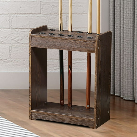 12 Hole Pool Cue Rack Stick Holder Floor Stand Billiard Cue Rack Wood Organizer for Home Game Rooms, Clubs, Billiard Halls, Golf Courses