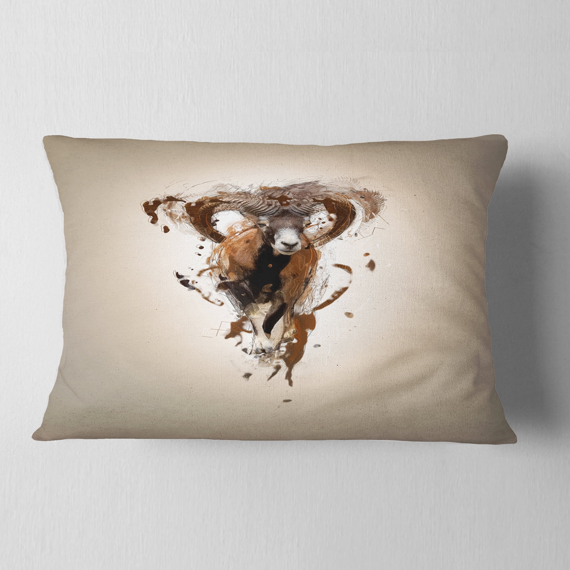 Designart Mouflon Abstract Walking - Animal Throw Pillow - 12x20