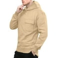 thumbnail image 4 of Plain Pullover Hoodie Mens Casual Fall Winter Hooded Sweatshirt with Pocket Long Sleeve Trendy Tops (XL, Khaki), 4 of 4