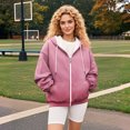 thumbnail image 7 of Women's Gradient Color Zipper Hoodie, Half Zip Stand Collar Pullover with Pocket, Oversized Casual Long Sleeve Sweatshirt for Streetwear, Daily Wear and Outdoor Activities Wine XL, 7 of 7