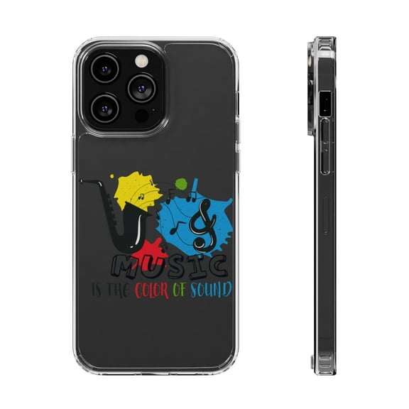 DistinctInk Clear Case for Apple iPhone 15 PRO (6.1" Screen) - Music Color Of Sound
