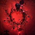 thumbnail image 2 of EUDIDV Ghost Lights Black Halloween Door Wreath With Rose 15in Halloween Wreath For Front Door Black Wreath For Gothic Halloween Home Decor Decorative Lights, 2 of 7
