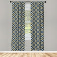 thumbnail image 3 of Ambesonne Ethnic Curtains, Vintage Tile Art, Pair of 28"x84", Blue Orange Beige, 3 of 5