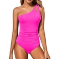 thumbnail image 3 of Top-kevin One Shoulder Swimsuit with Tummy Control & Keyhole Detail by Holipick, 3 of 13