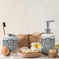 thumbnail image 4 of Ambesonne Hamsa Soap Dispenser & Toothbrush Holder Set, Evil Eye Oriental Eastern, 2 Pcs, White Black, 4 of 6
