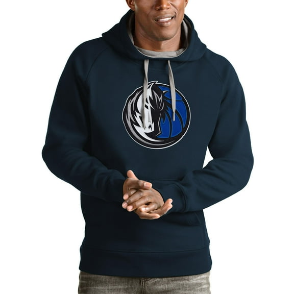 Men's Antigua Navy Dallas Mavericks Logo Victory Pullover Hoodie