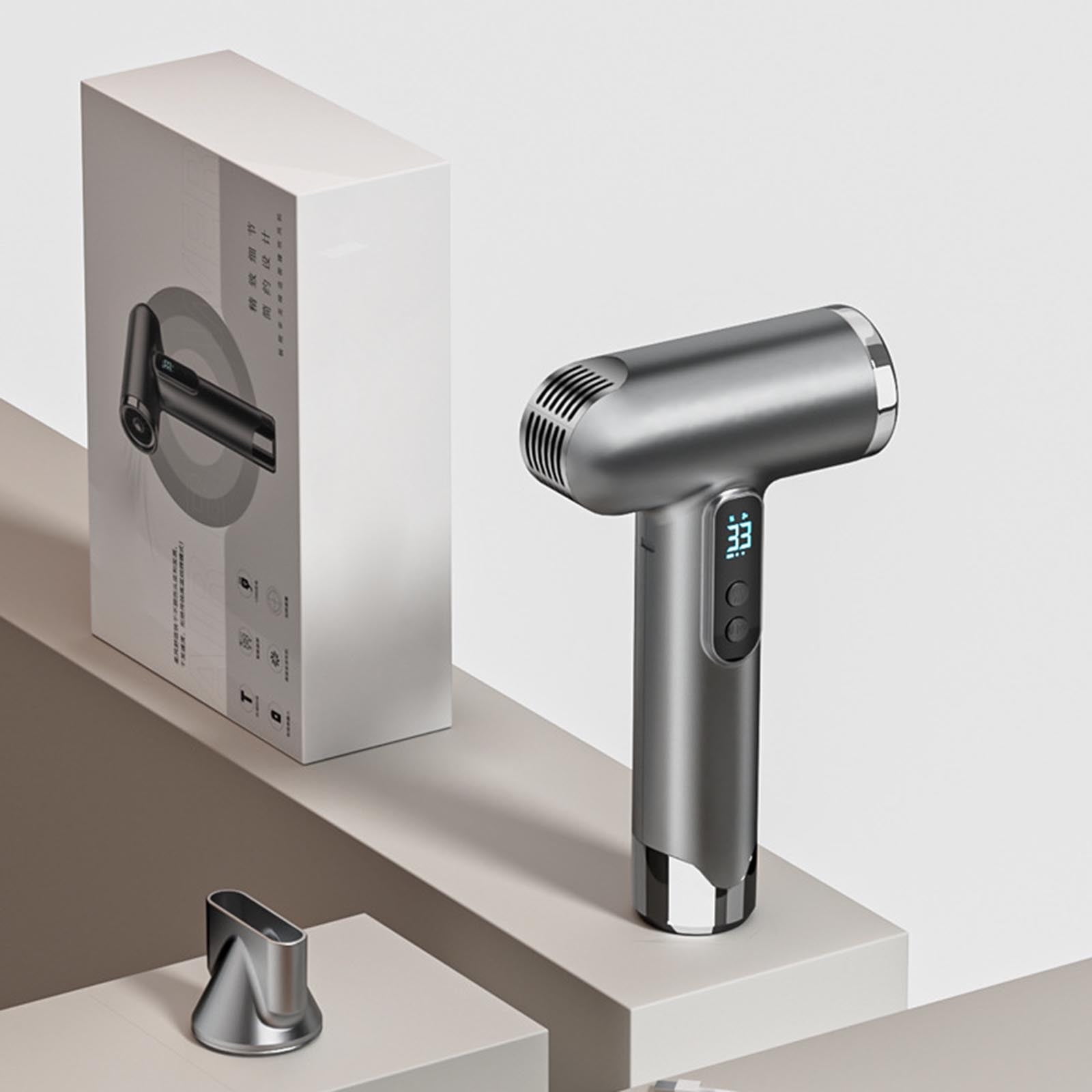Cordless Hair Dryer, USB Rechargeable Hair Dryer with Digital Display Screen, Adjustable 3 Speeds Cold Hot Wind, Portable Wireless Hair Dryer for Travel Camping (Grey)