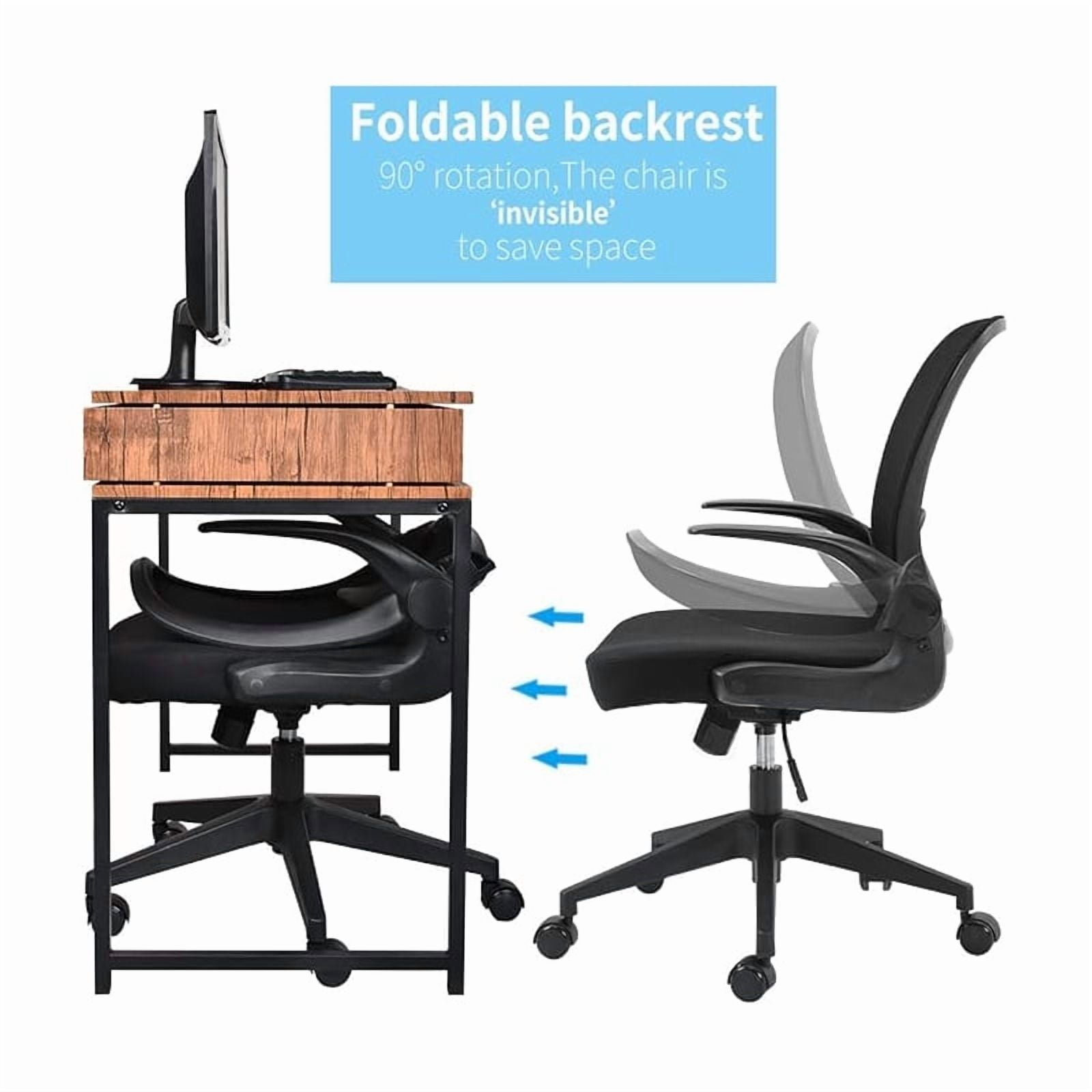 IPKIG Ergonomic Office Chair Mesh w/ Foldable Backrest, Mesh Home Office Computer Task Desk Chairs with Adjustable Arms & 360 Degree Universal Wheels (Black)