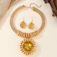 thumbnail image 3 of Vintage Boho Sunflower Crystal Necklace Earrings Set Jewelry for Holiday Parties Wedding Dresses All Seasons Fashion Costume Accessory, 3 of 3