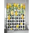thumbnail image 5 of Gingham Farmhouse Shower Curtain, Lemon Black White Plaid Leaves Bathroom Decor Curtains Set with Hooks, Yellow Black Waterproof Fabric Home Accessories， 66 X 72 Inch Long, 5 of 6