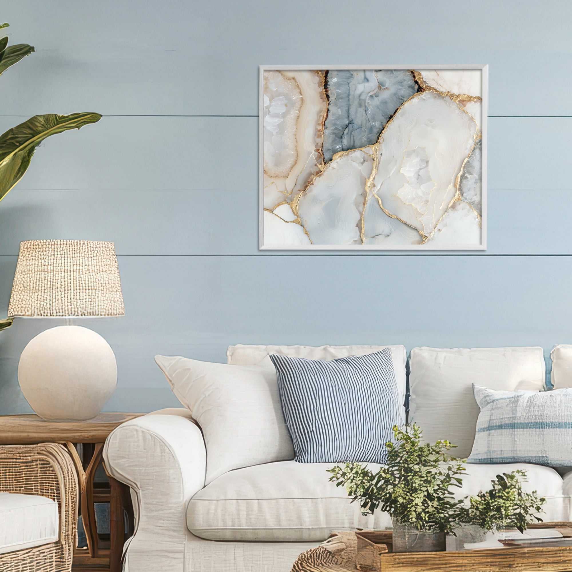 Stupell Industries Golden Vein Quartz White Framed Giclee Art, design by Svetlana Aleynikova