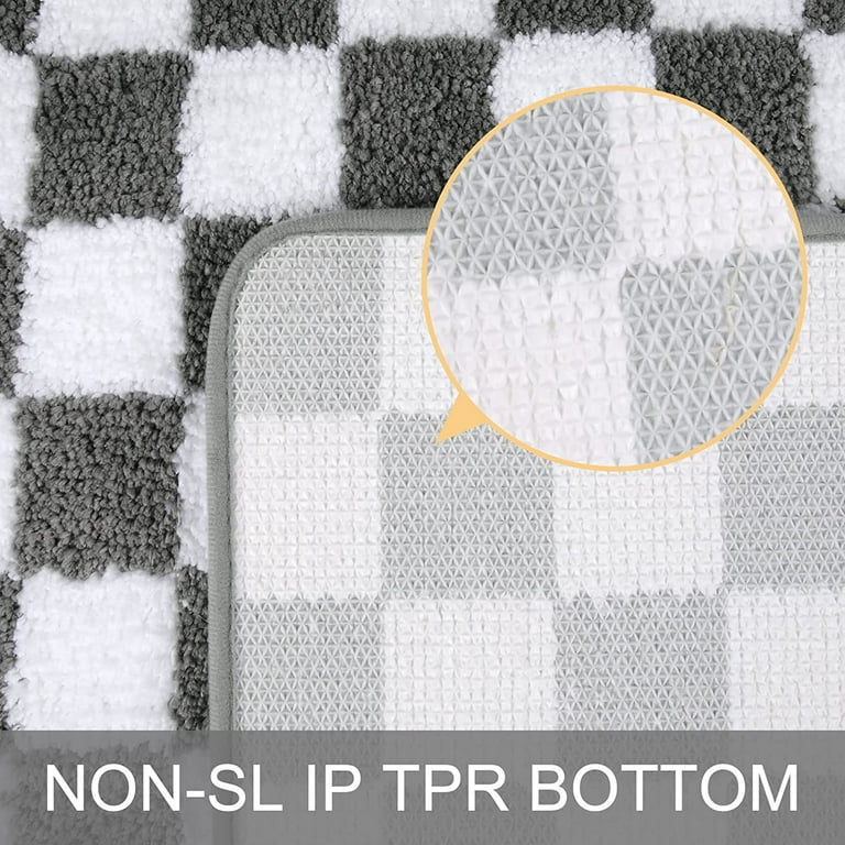  HOTBALZER Non-Slip Bathroom Rugs, Checkered Extra Soft
